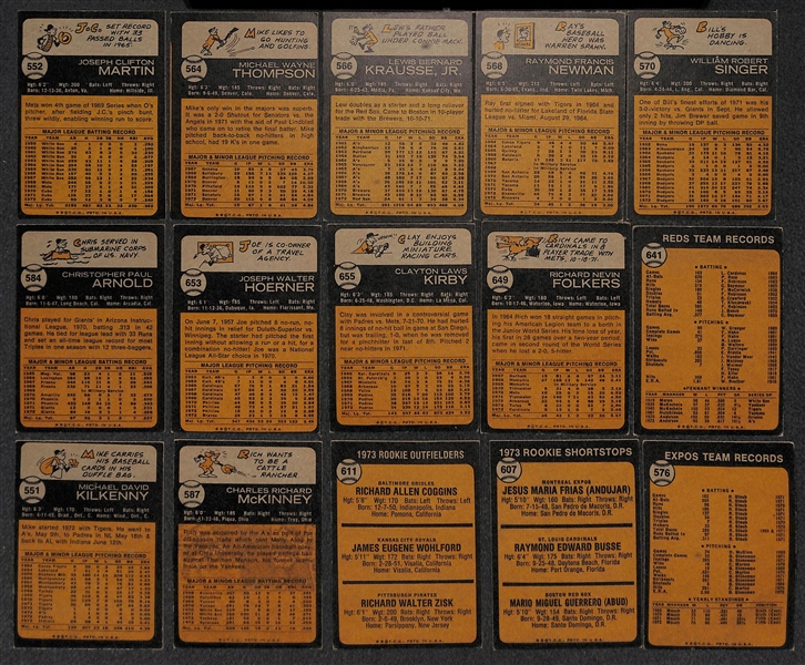 Lot of 500+ 1973 Topps Baseball Cards w. Nolan Ryan